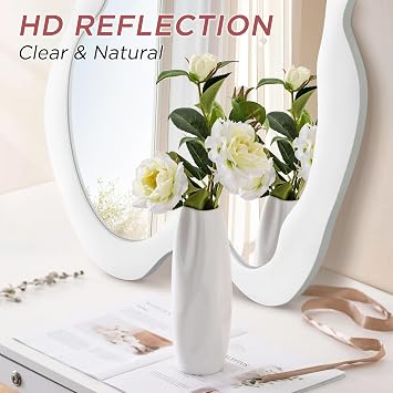 Irregular Wall Mirror - 20 x 28 Asymmetrical Wavy Mirror, Modern Decorative Wall Mirror with Black Wood Frame for Bedroom, Living Room, Entryway, Bathroom, Cloakroom