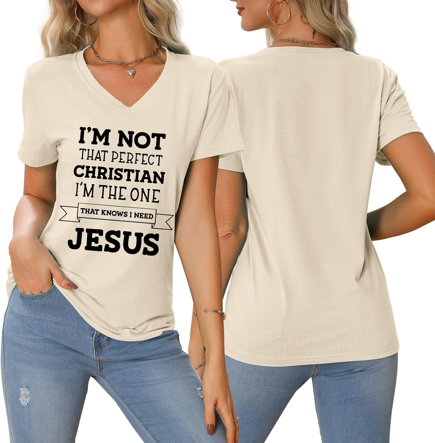 Christian Shirts for Women I Need Jesus Shirt Funny Graphic Religious Tshirts Faith Inspirational Tee - Image 3