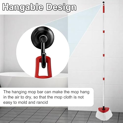 Miniatura 8 de Reemplazo del mango de trapeador giratorio de 4 secciones, (30 a 58 pulgadas), mango de acero inoxidable fácil de instalar, resistente a la