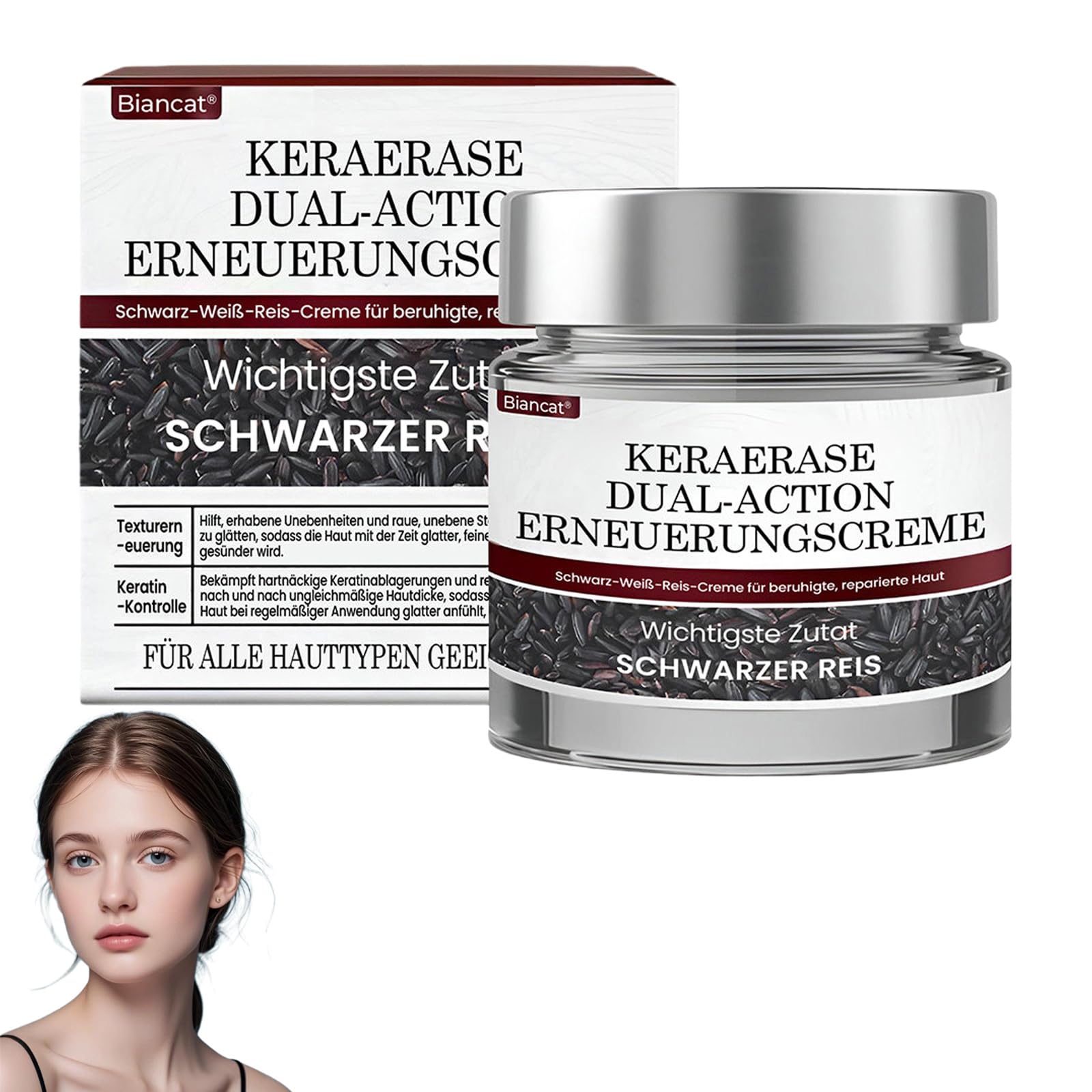 Biancat KeraErase Dual-Action Erneuerungscreme, Biancat Warzen und Hautwucherungen Entfernen Creme, Natürlich KeraErase Hautreparaturcreme, für Aller Hauttypen (1 Stück)
