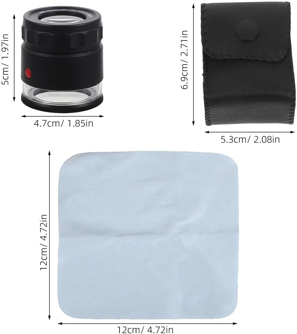 10x Loupe Magnifier with LED Illumination and Adjustable Focus, Optical Glass Lens Jewelry Magnifier for Stamp Analysis and Jewelry Inspection, Portable Abs Material Loupe