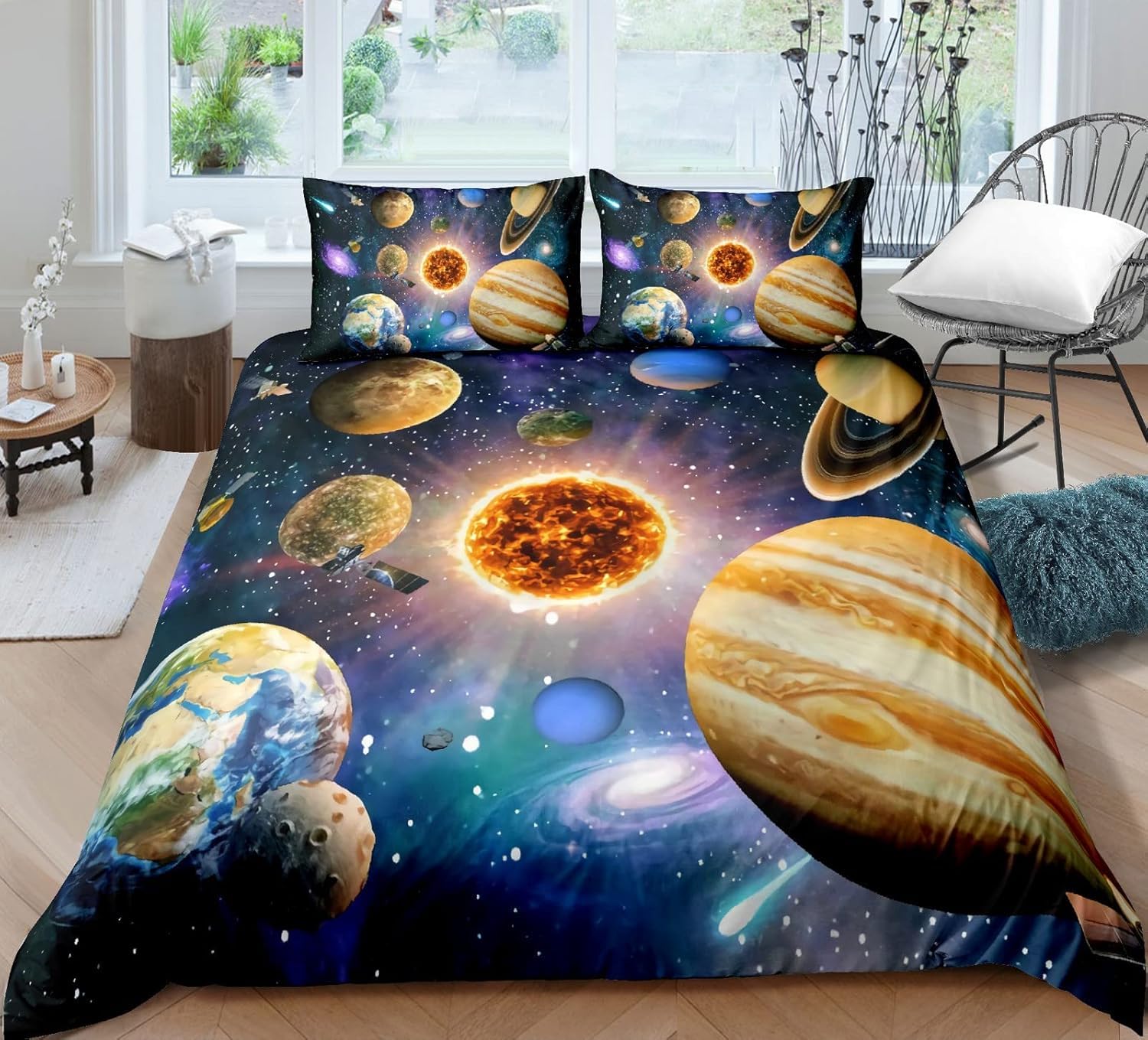 Linge de lit paysage de l'espace en microfibre anti-allergie 260x230 cm avec taies