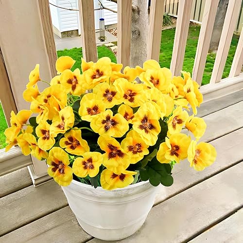 Miniatura 9 de Agusbagli 6 paquetes de flores artificiales, 11.7 pulgadas, resistentes a los rayos UV, margaritas de flores silvestres pequeñas, no se decoloran,