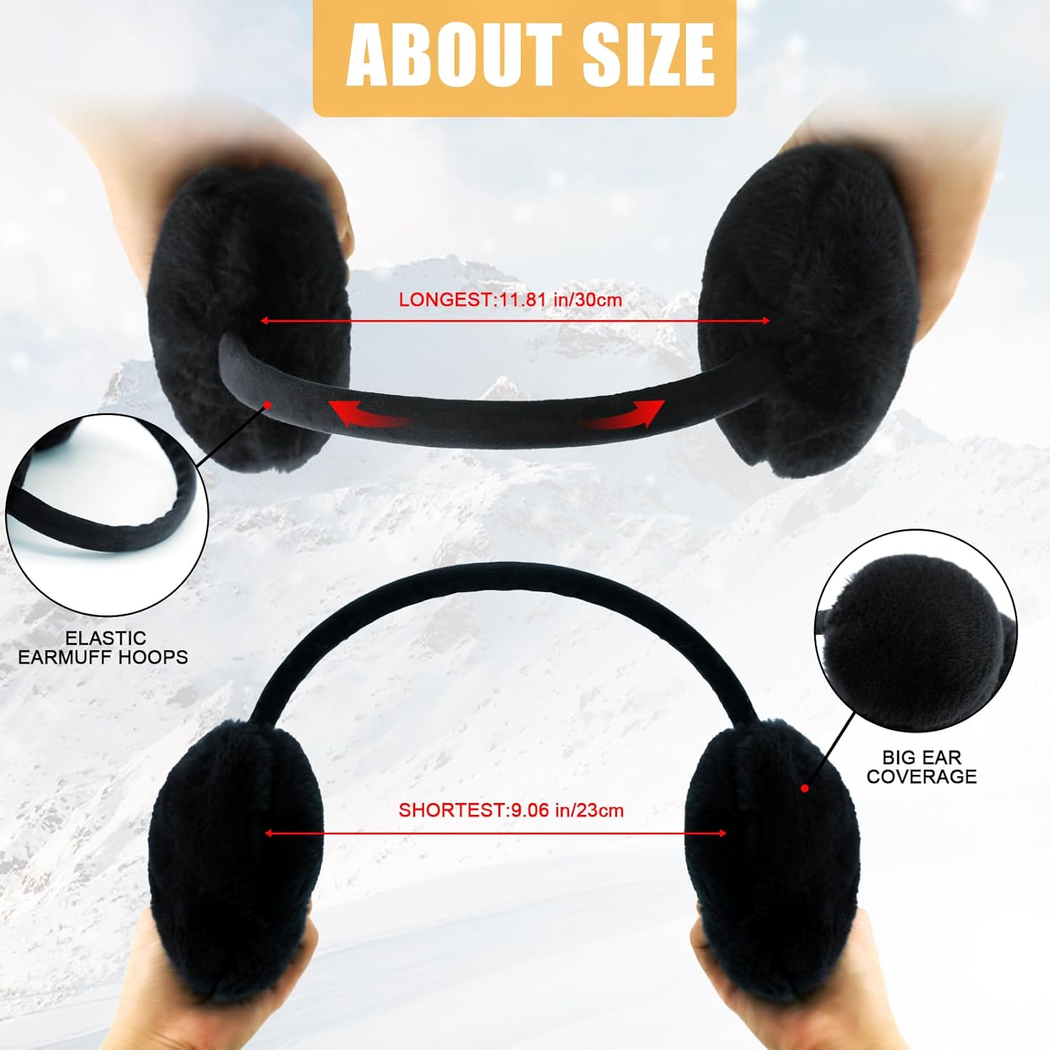 Winter Ear Muffs Women Fuzzy Earmuffs Faux Fur White Ear Warmers Girls Black Warm Ear Covers Fluffy Cute Pink Large - Image 3