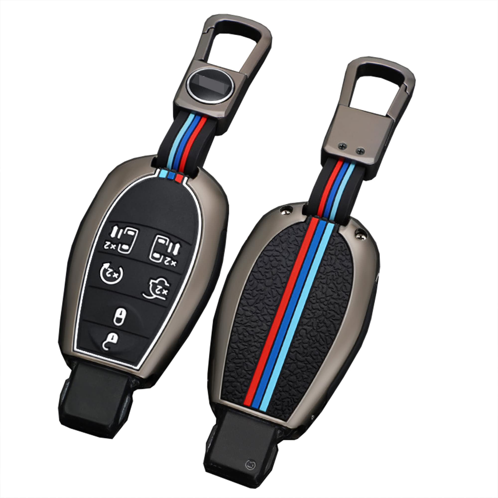 vol 【TTQK】Key Case, Keychain, Metal Shell Cover Compatible with JEEP Grand Cherokee, compatible with Dodge Grand Caravan compatible with Chrysler Coowe Rams【6 buttons，Gunmetal】