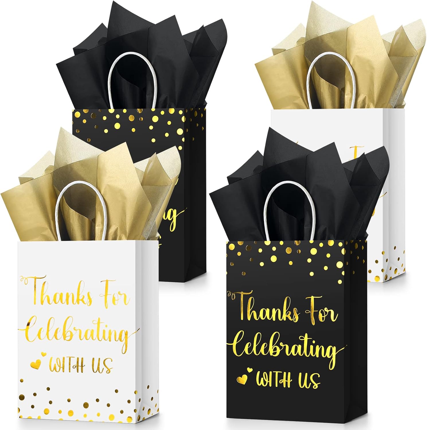 24 Pcs Wedding Gift Bag with Tissue Paper Thanks for Celebrating with
