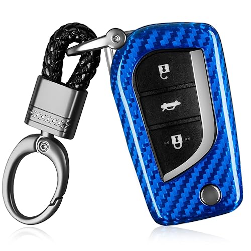 T-carbon Key Fob Cover Compatible with Toyota with Keychain, Real