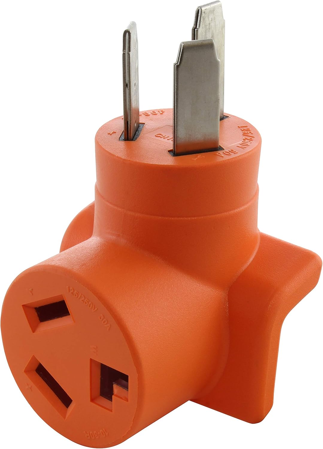 AC WORKS 10-50P 50-Amp 3-Prong Old Style Dryer/Range Plug to 10-30R 3-Prong Dryer Outlet (Compact)