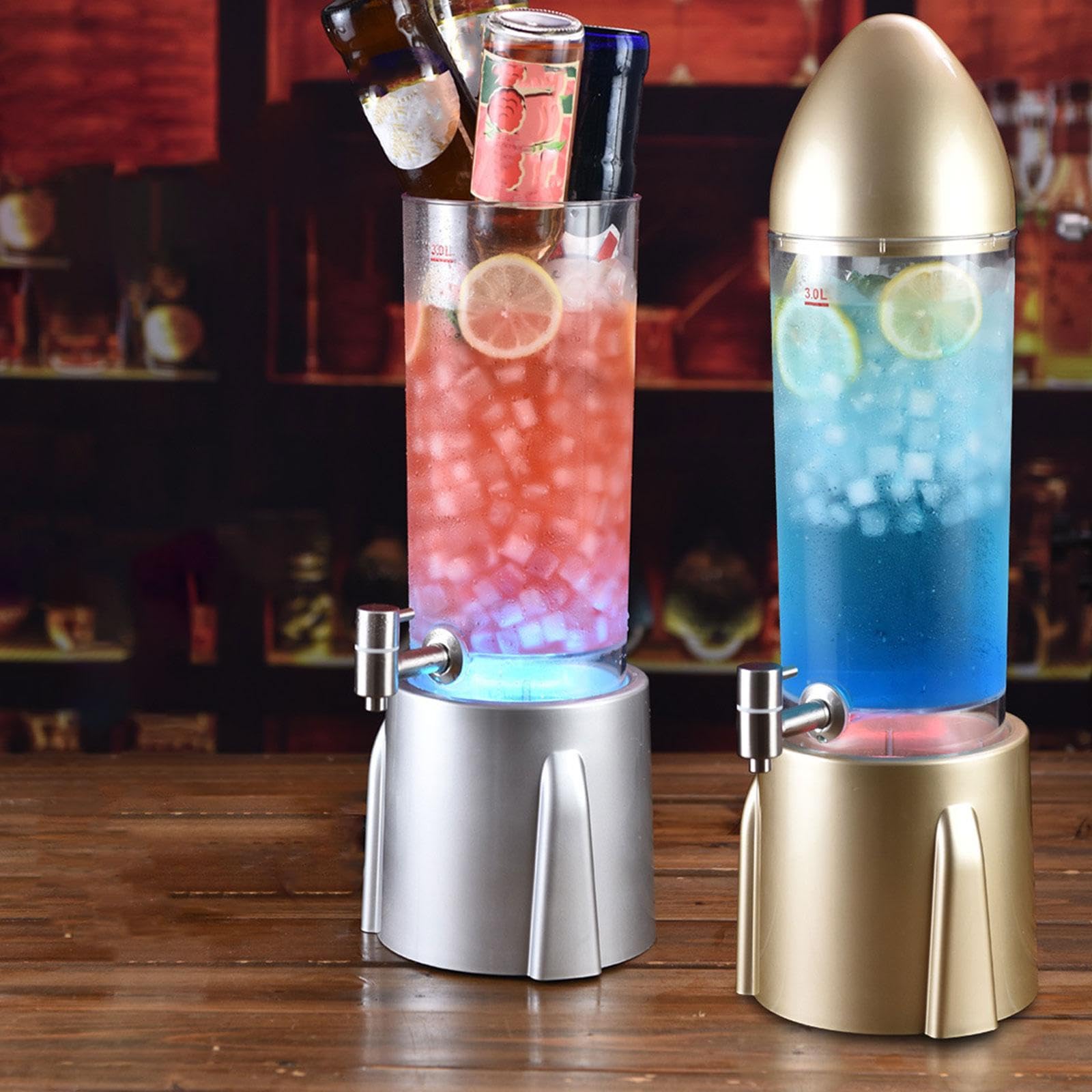 Dispensador de Cerveza, Dispensador de Bebidas, Barril de Cerveza Comercial de 3 litros, Dispensador de Bebidas con Grifo para Salón, Día de Partido, Plata