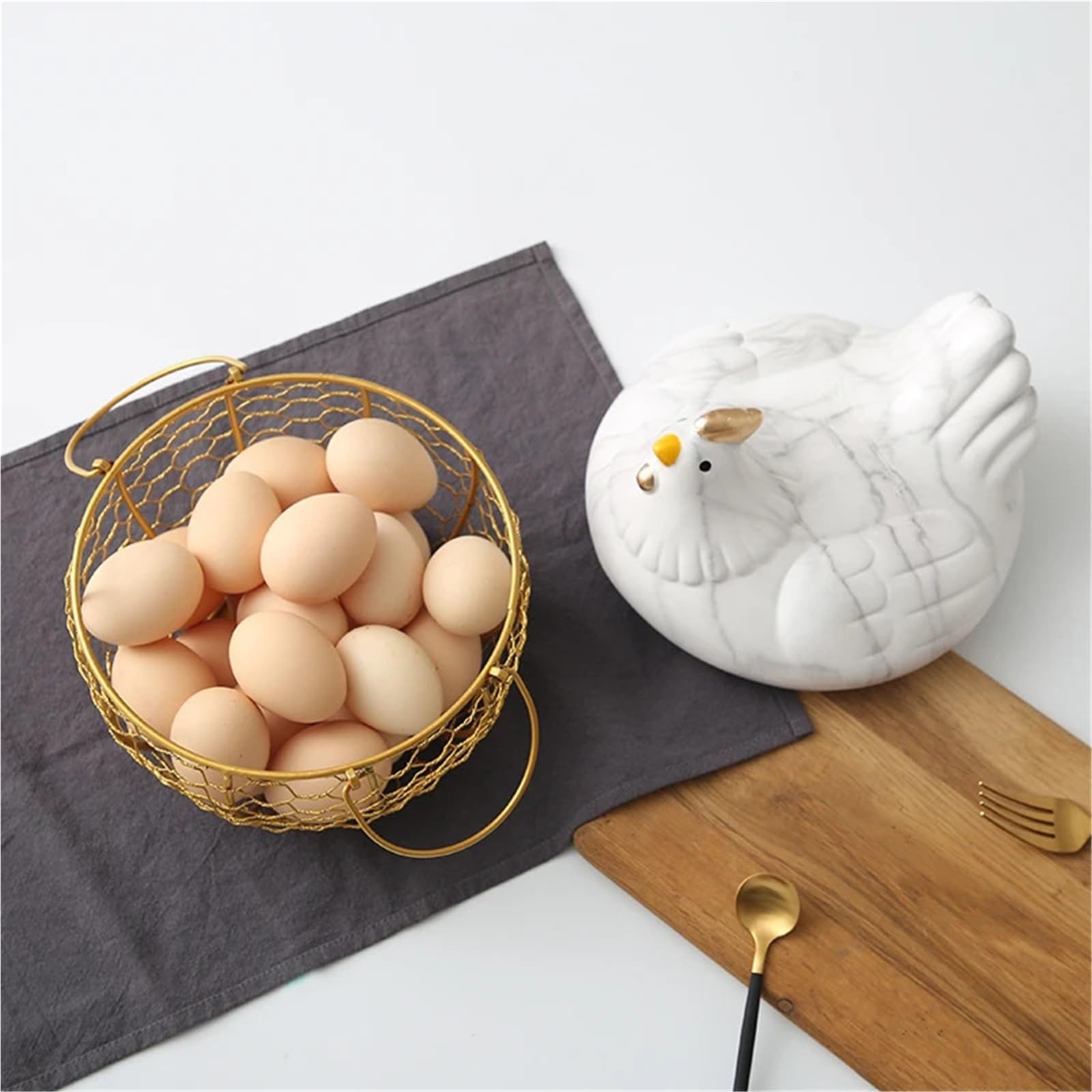 Koszyk na jajka, Ceramiczny stojak na jajka, kosz do przechowywania kurczaków, kolekcja owoców, ozdoby do kur, dekoracja kuchni(Black)