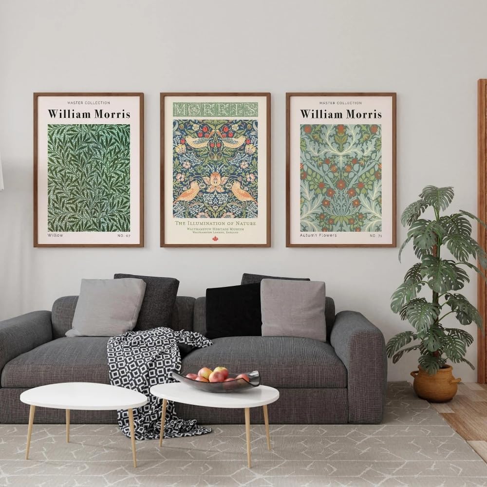 GOSRD Flowers By William Morris Floral Botanical Modern Art Print Canvas Poster Painting(60x80cm-3Pcs)