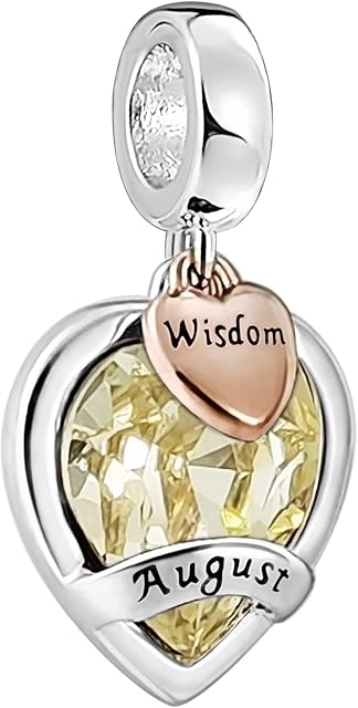 AMATOLOVE Jan-Dec Birthstone Charms for Bracelets Happy Birthday Bead Charm Gifts for Women Girls,Brilliant Round Heart Shape CZ for Choice