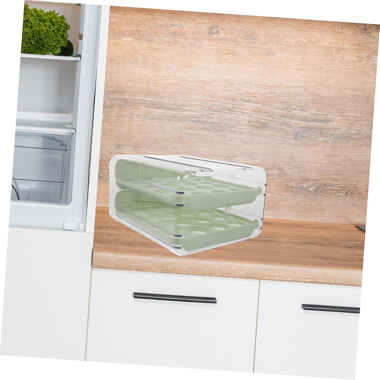 Homoyoyo Refrigerator Egg Organizer Countertop Egg Holder Storage Box Plastic Easy to Clean