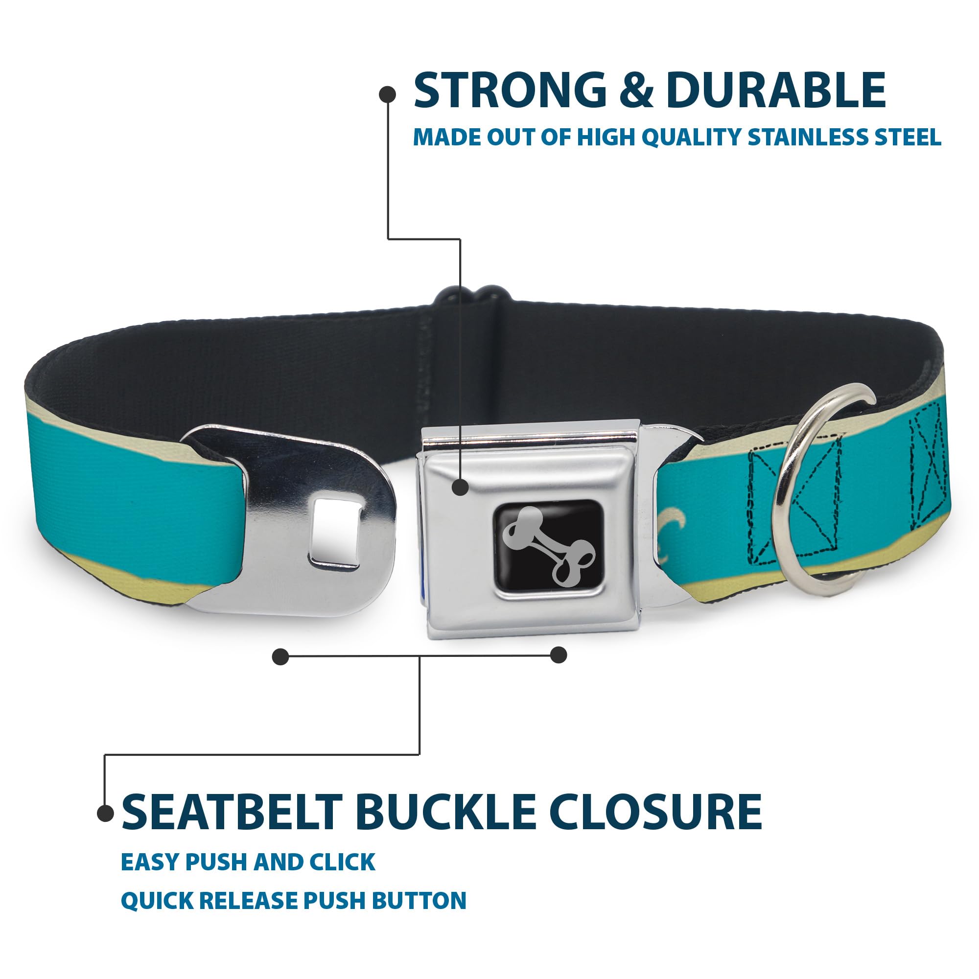 Buckle-Down DC-W30634-WS - Cinturón de Seguridad para Perro, Talla S, Color Azul, Verde Lima