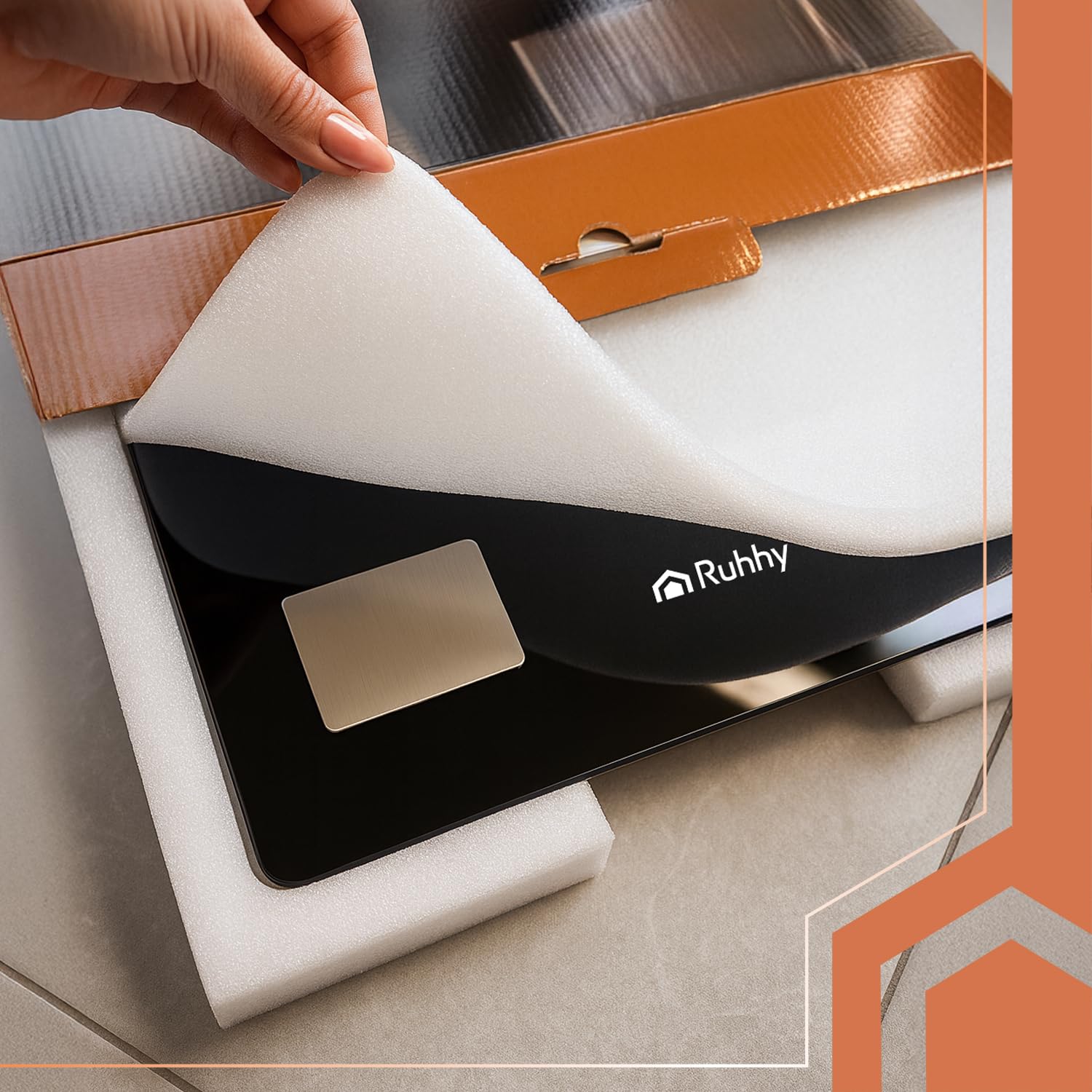 Bilancia per grasso corporeo, 226 kg, intelligente bilancia pesapersone con analisi BIA, BMI e 13 valori corporei App Feelfit, display LCD, 50 g, precisione multiutente, RUHY (nero)