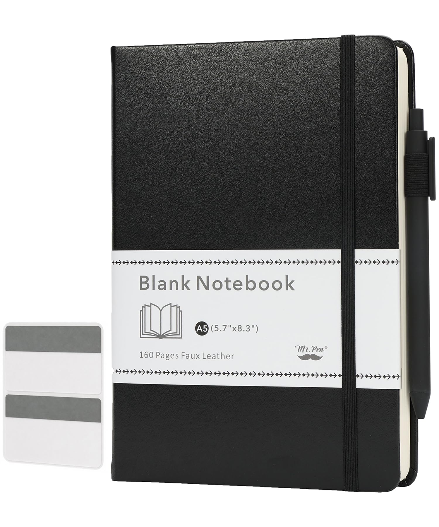 Blank Journal Notebook, A5 (5.7"x8.3"), 160 Pages, Black
