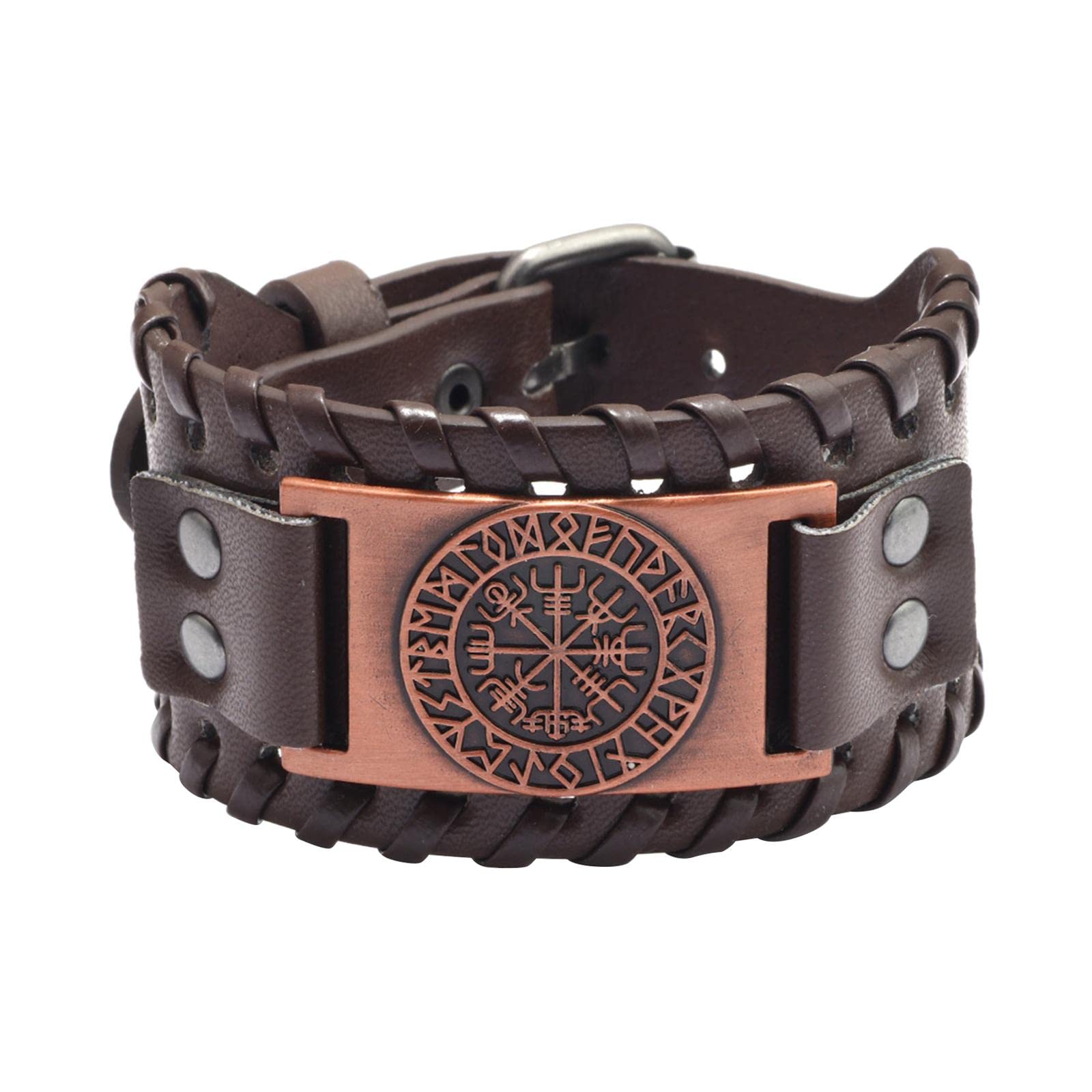 Viking Braided Rope Mens Bracelet Leather Bangle Wristband PU Leather Brown