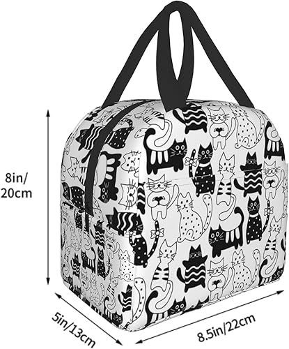 Miniatura 5 de Giwawa Lonchera con diseño de gato negro, con diseño de caricaturas, con aislamiento, para adultos, niños, trabajo, picnic, oficina, viajes al aire