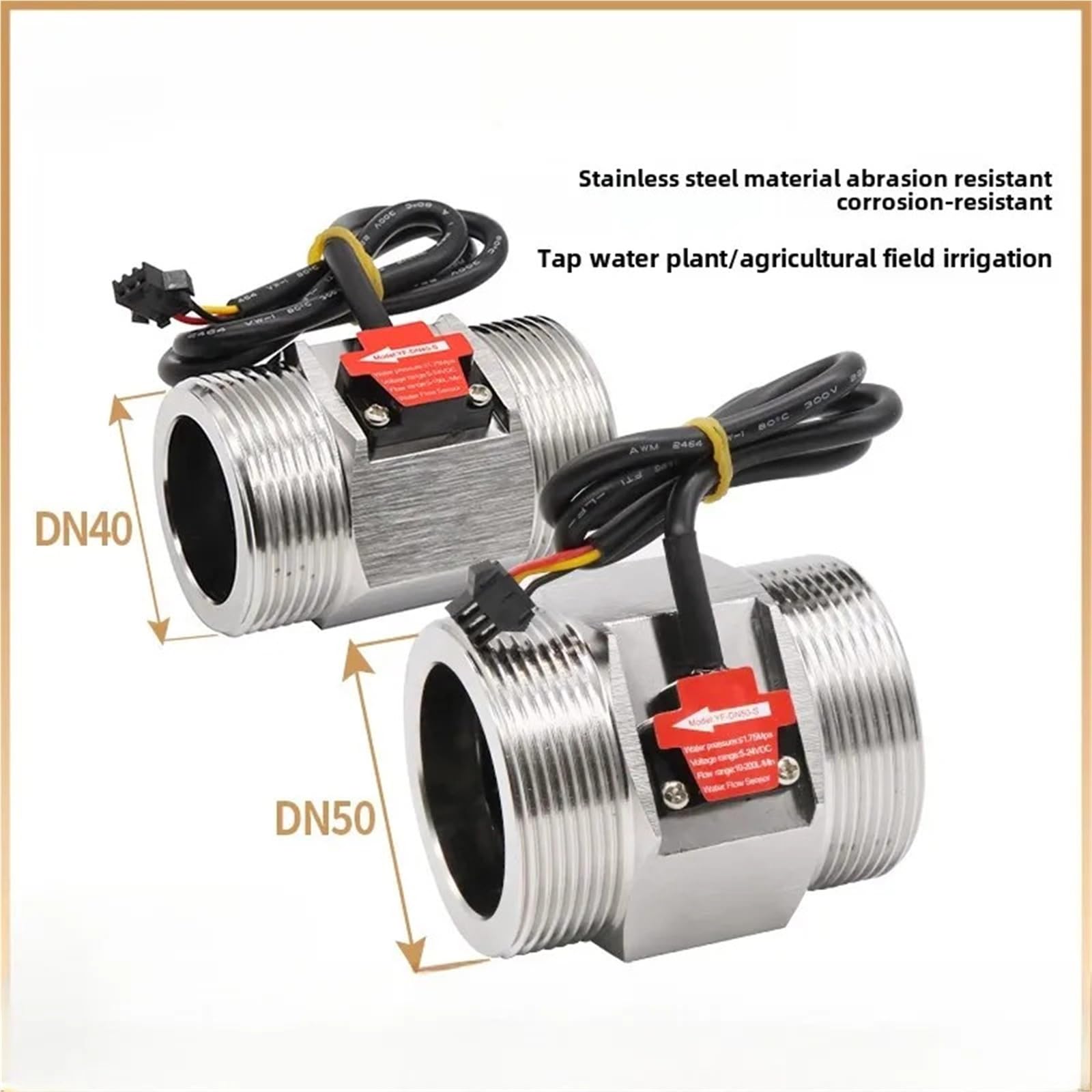 Medidor de caudal de agua, Sensor de flujo de agua de acero inoxidable 304, detección de flujo de agua Dn40 Dn50, caudalímetro Hall de 1,5 pulgadas G2(YF-DN50-S)