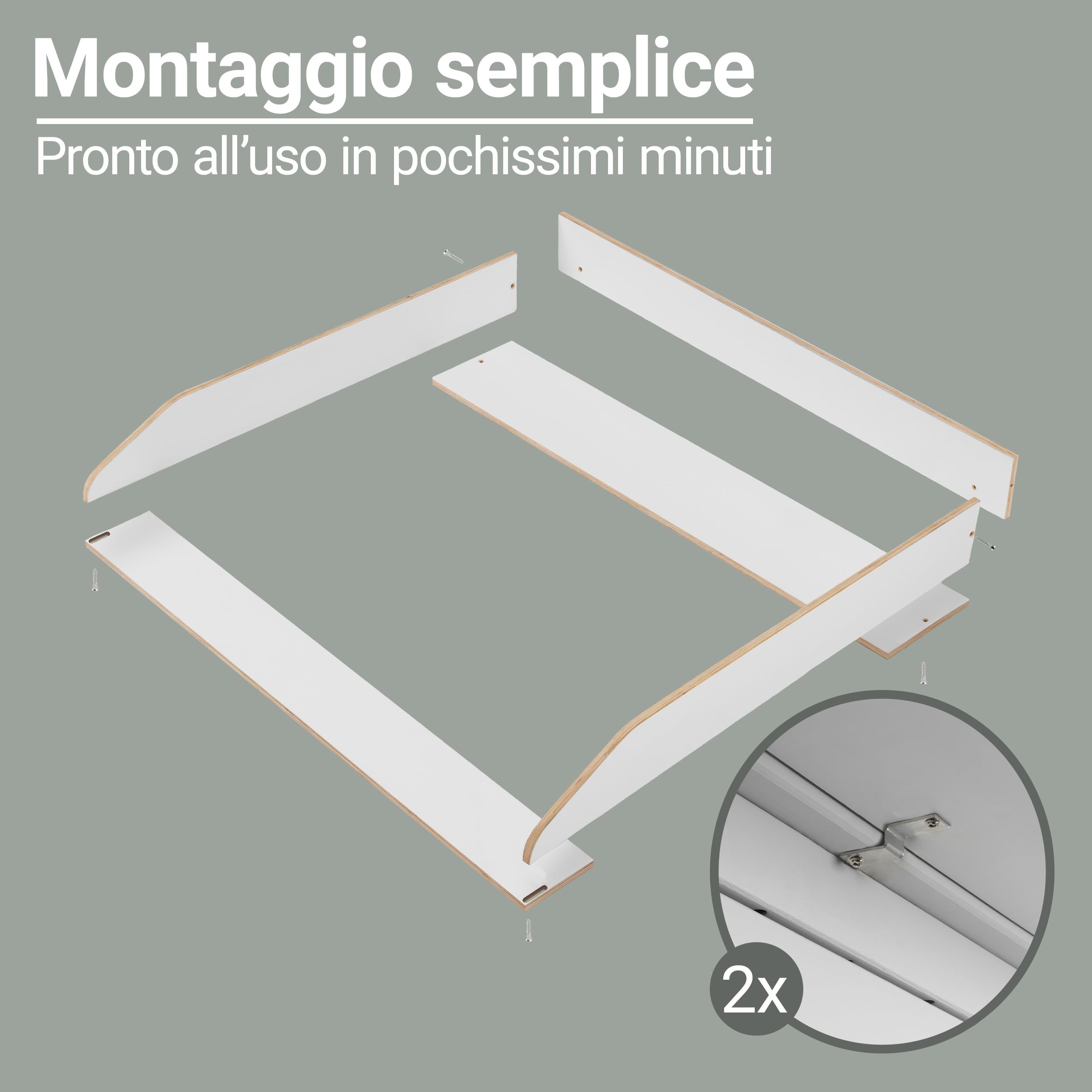 Jonka Piano Fasciatoio per Cassettiera IKEA Hemnes 108 160 cm Legno Naturale Bianco DIN EN 12221