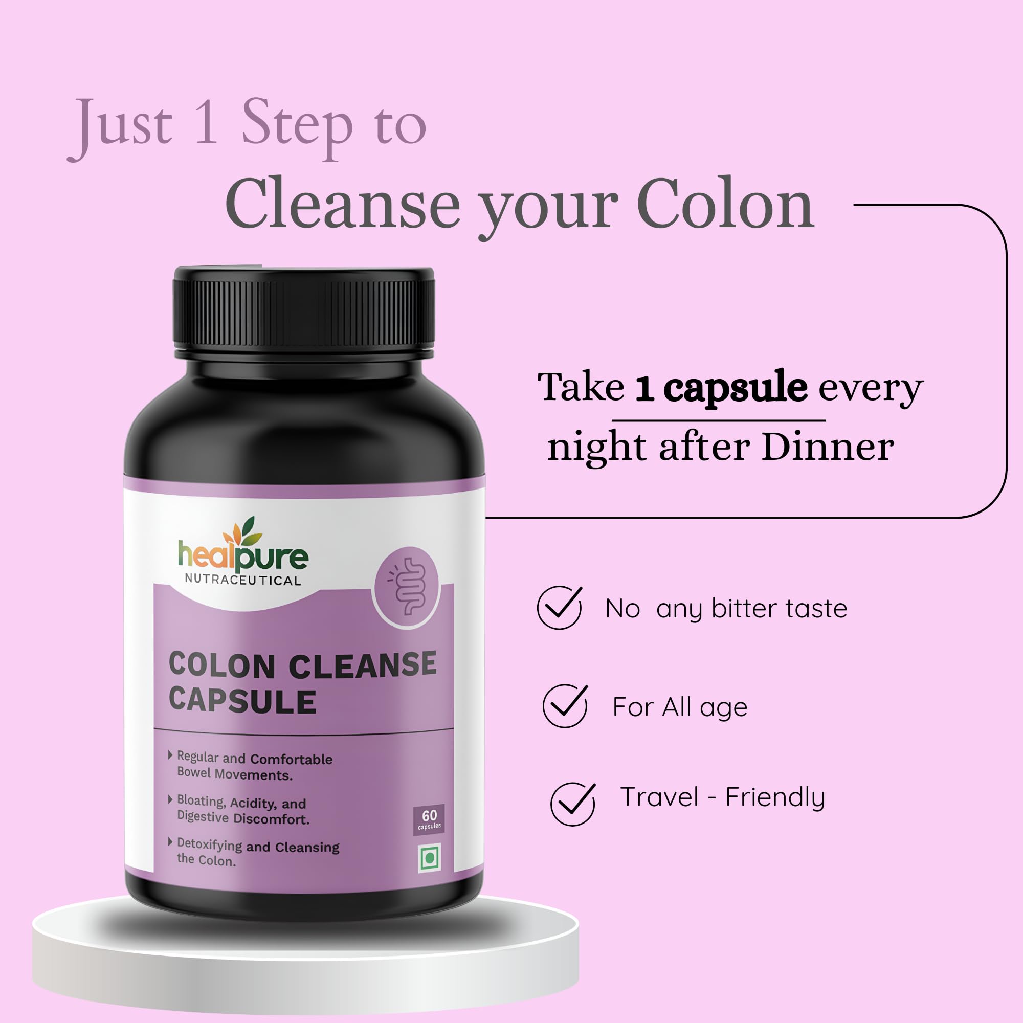 HEALPURE NUTRACEUTICAL Colon cleanser Using Senna, Triphala, Aloevera and Licorice - 60 Capsules 3