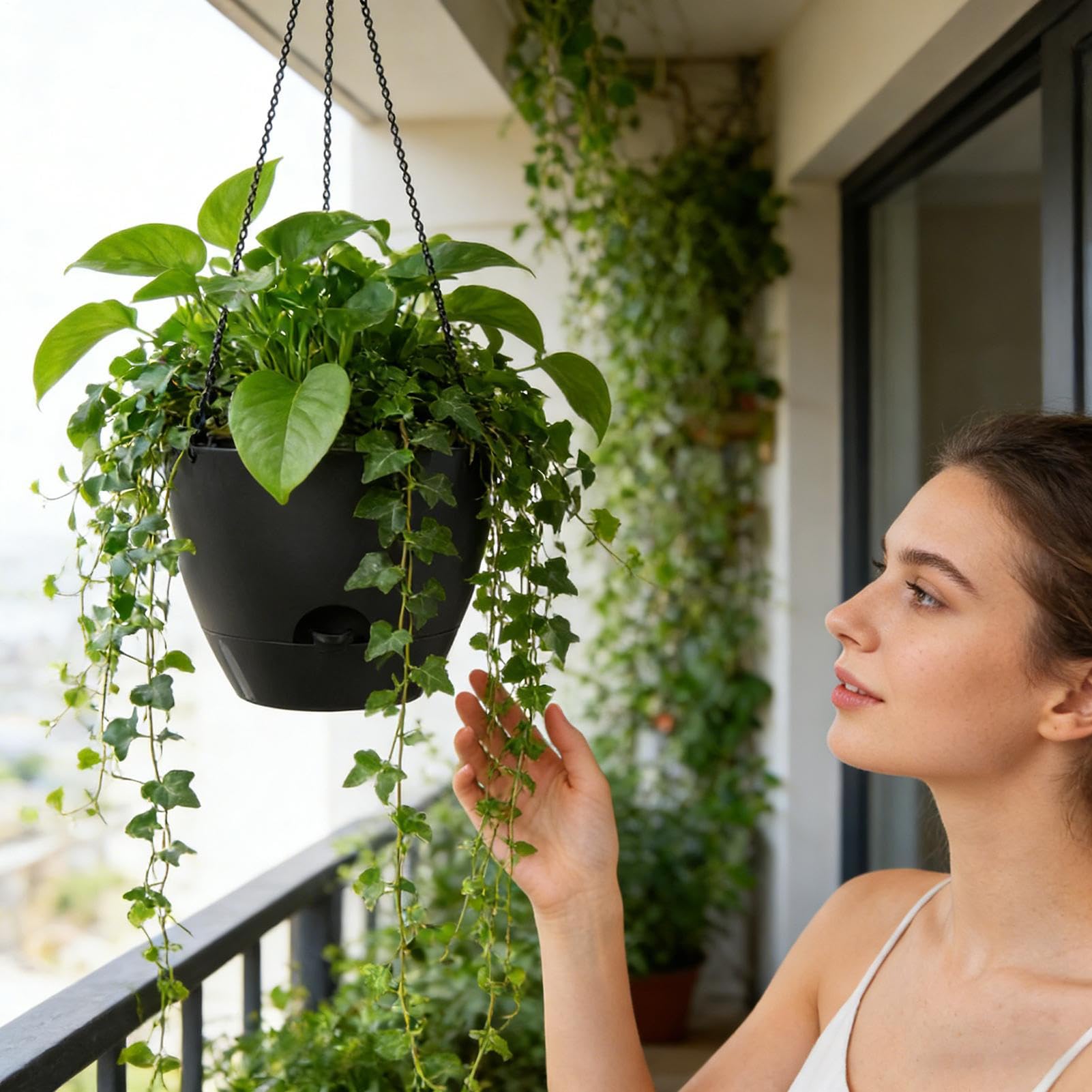 Vase Auto-irrigant,Pot Auto-irrigant avec réservoir intégré, 2 Pots à Fleurs pour Jardin | pour Balcon Jardin Porche fenêtre Cour Patio Salon Cuisine intérieur et