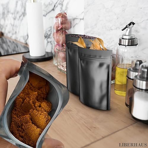 Miniatura 8 de 100 bolsas de Mylar negras para almacenamiento de alimentos, bolsa a prueba de olores, bolsa pequeña con cierre hermético para almacenamiento de