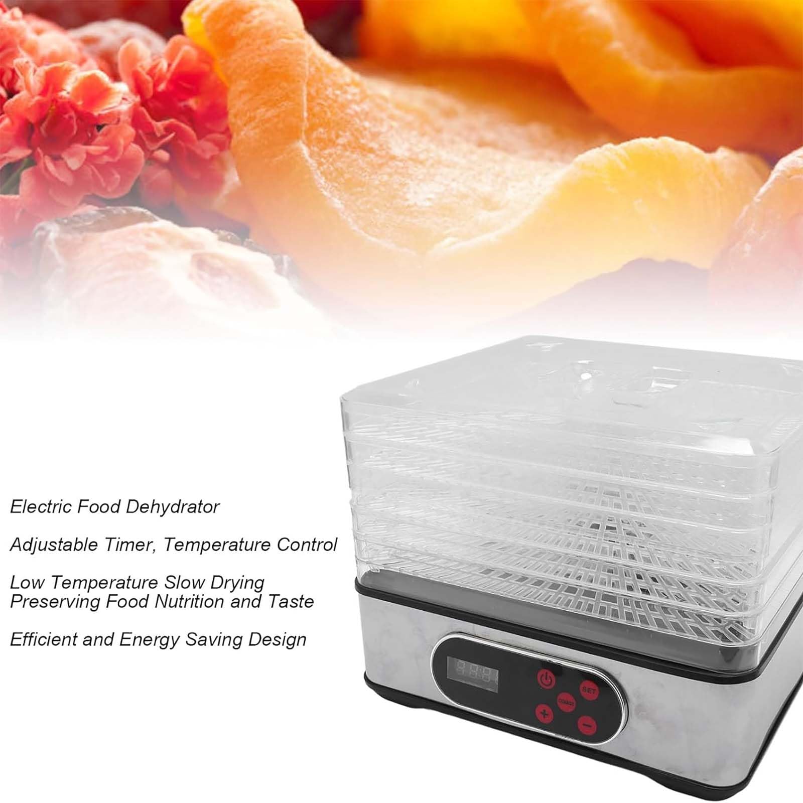 Macchina essiccatrice per Alimenti, Essiccazione ad Aria Domestica a 5 Strati, essiccatore per Alimenti Multifunzione per Frutta e Verdura, essiccator