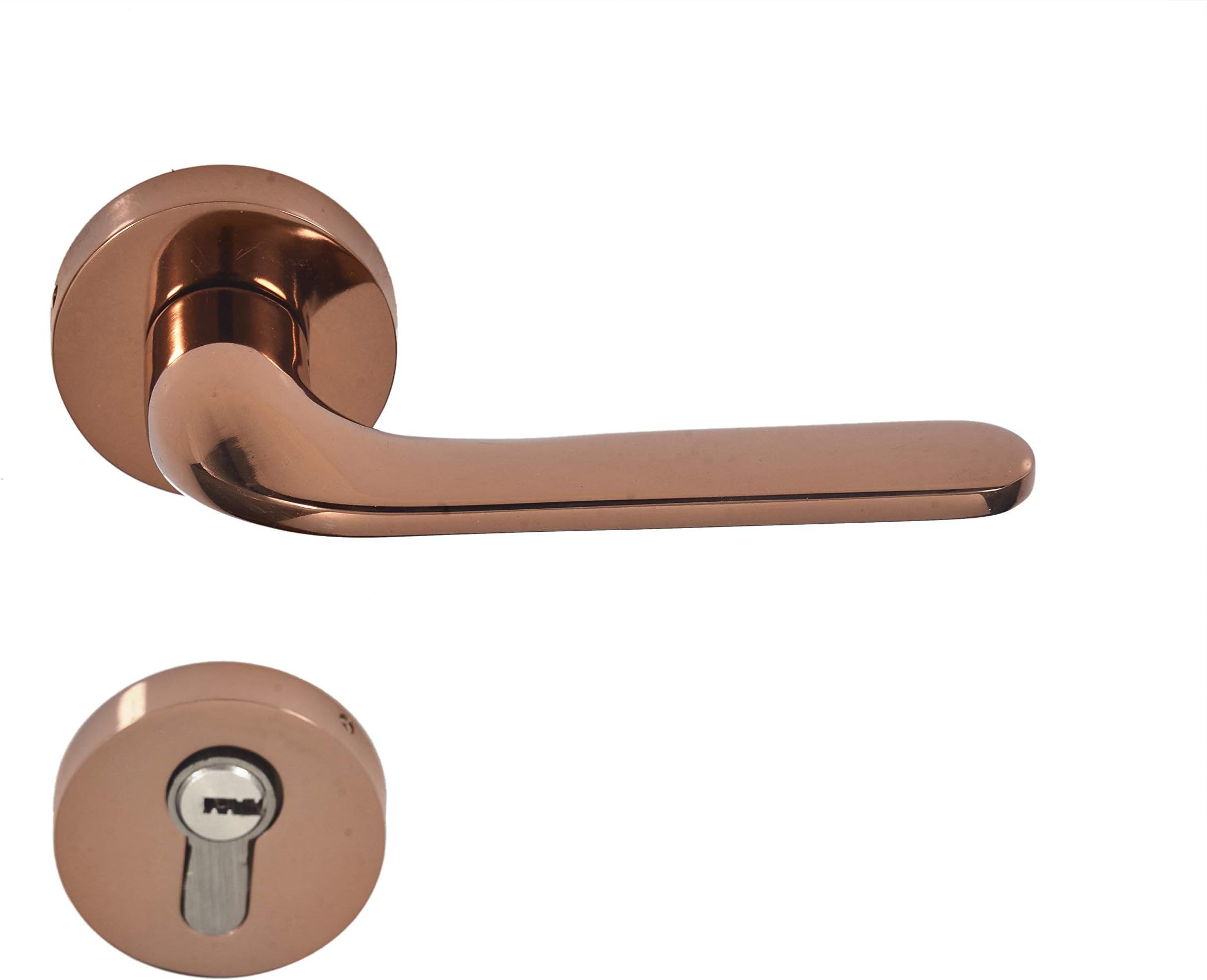 Primax 7060-R.G with 10 Inch Lock Zinc Alloy Mortice Rose Door Handle Set/Door Lock/Handle with Two Stage Computeries Lock - 3 Keys (Rose Gold)