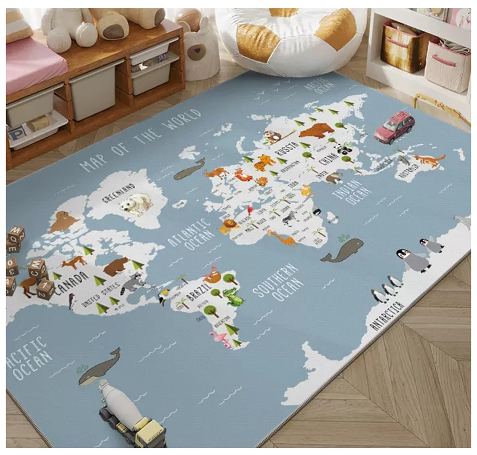 Amazon | 世界地図 エリアラグ リビングルーム用 ベッドルーム用