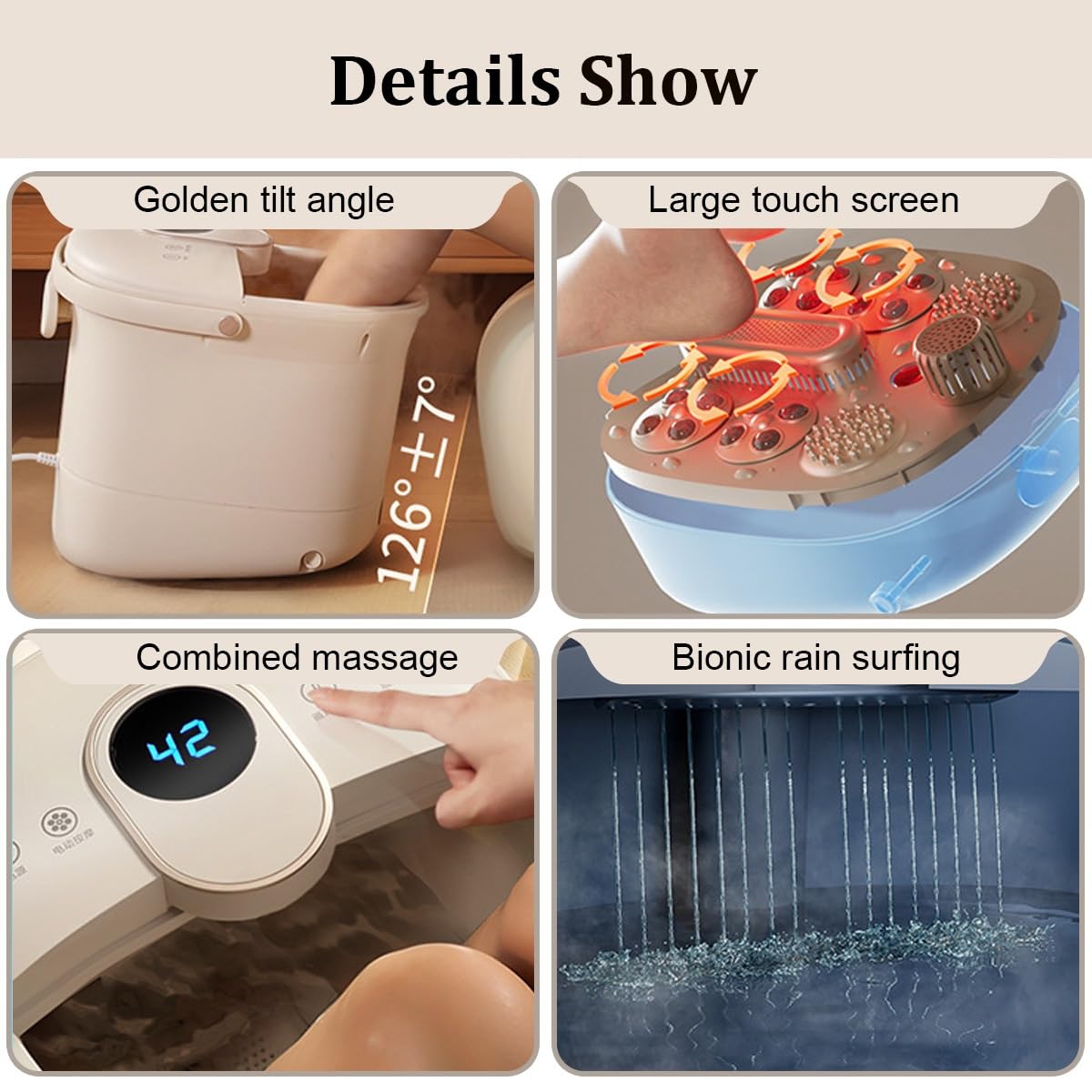 Fußmassagegerät Spa, Fuß Spa Bademassagegerät, Fußbad mit Zirkulationswärme, Wanne für Stressabbau, Fußtränker, mit Wärme und Massagerollen, zur Entspannung & Schmerzlinderung - Geschenkideen