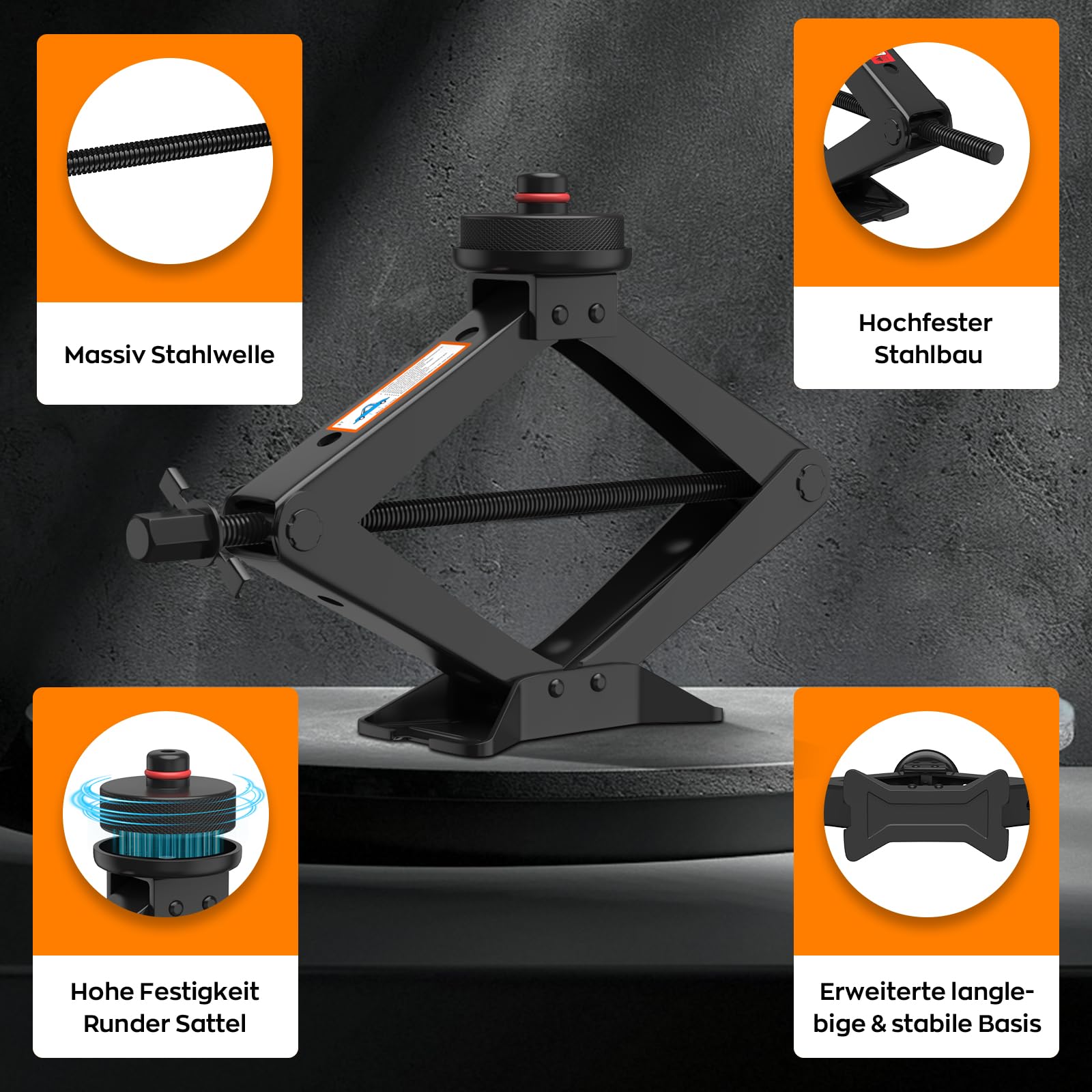 IMAYCC Cric Per Auto 3T/3000kg,Universale Cric Auto per Tesla Con Tampone In Gomma,Cric Portatile Per Auto Con Chiave Per Dadi Ruota,Kit Emergenza Auto Per Tesla 3/Y/S/X Manutenzione e Riparazione