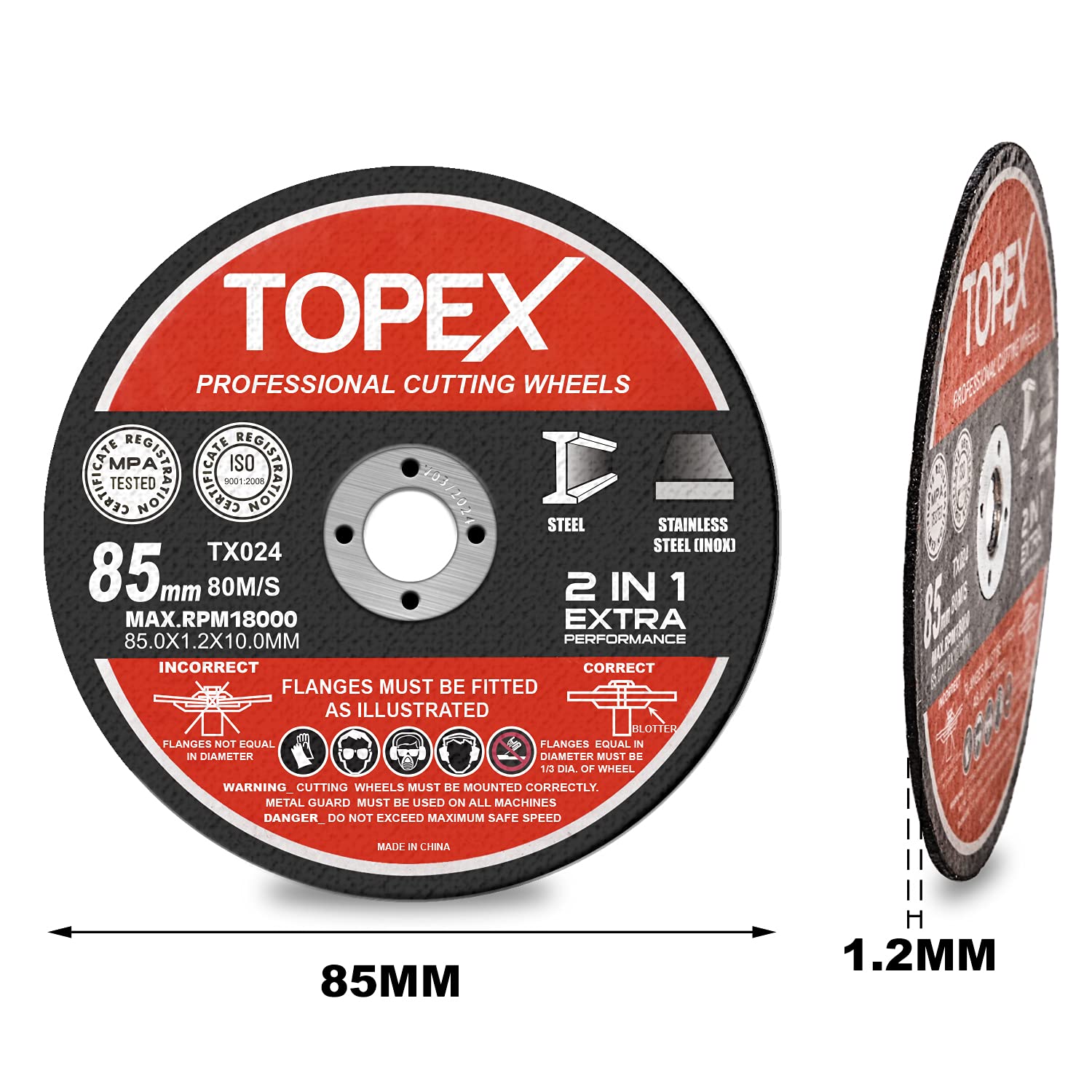 50-Piece 85mm Professional Cutting Wheels Discs Premium Grinding Wheel 2 in 1 Steel INOX Ultra Thin