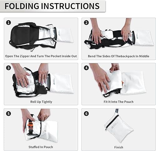 Miniatura 6 de Mochila de senderismo de 10 L15 L, ligera, plegable, resistente al agua, para mujeres y hombres (blanco, 10 L)