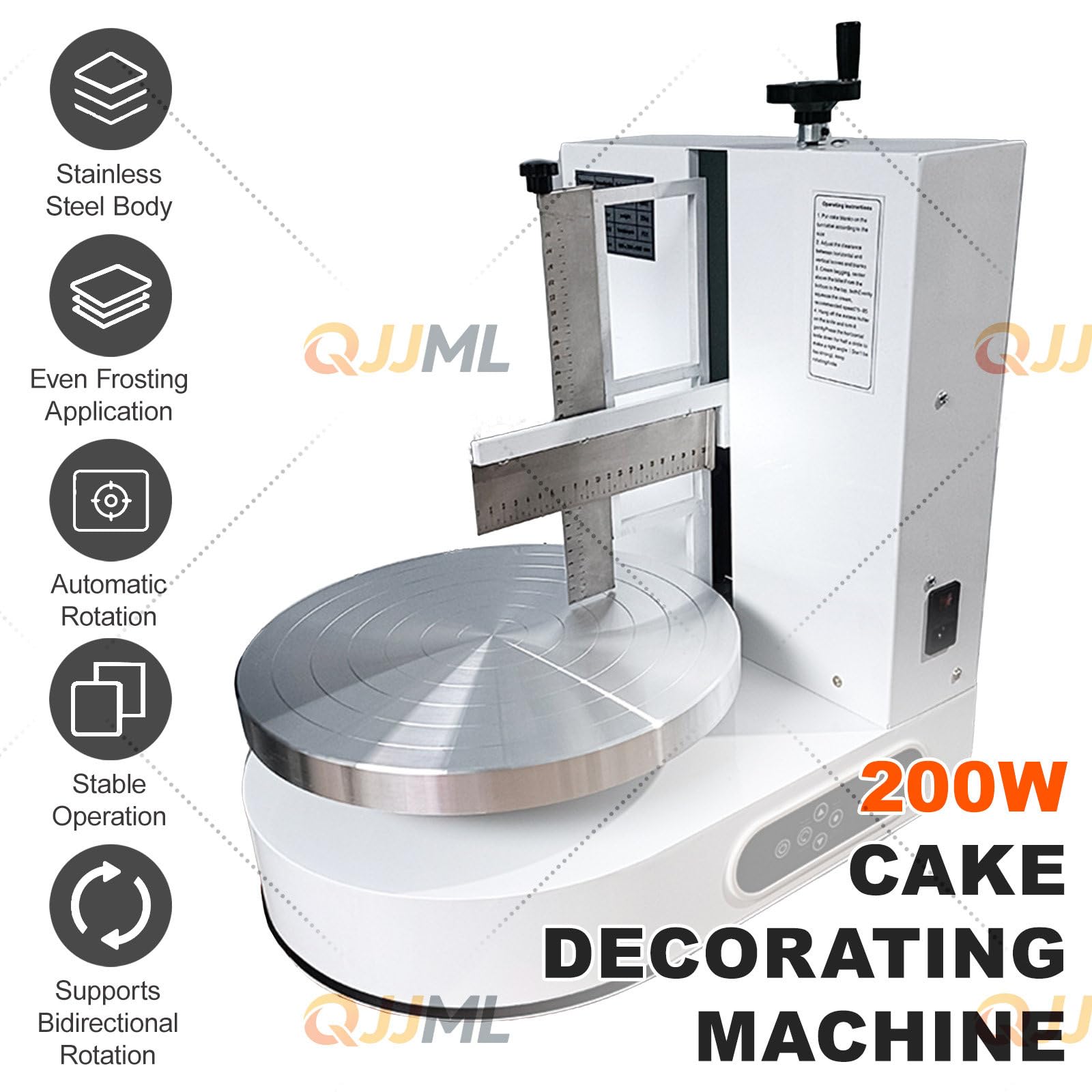 Machine À Décorer Les Gâteaux 200w, Machine Automatique D'étalage Crème pour Gâteaux, Machine À Glacer Les Gâteaux 4 À 12 Pouces, 60 À 320 TR/Min, avec Kit Lisseur Et Racloir À Gâteaux