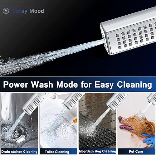 Miniatura 6 de Cabezal de ducha, cabezal de ducha de lluvia con mano, cabezal de ducha de acero inoxidable de alta presión de 6 pulgadas, combo de ducha de mano de