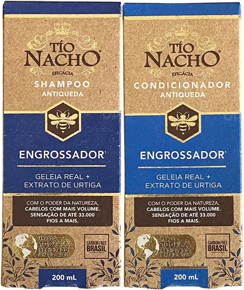 Kit Tío Nacho Shampoo 200ml Condicionador 200ml Engrossador Antiqueda