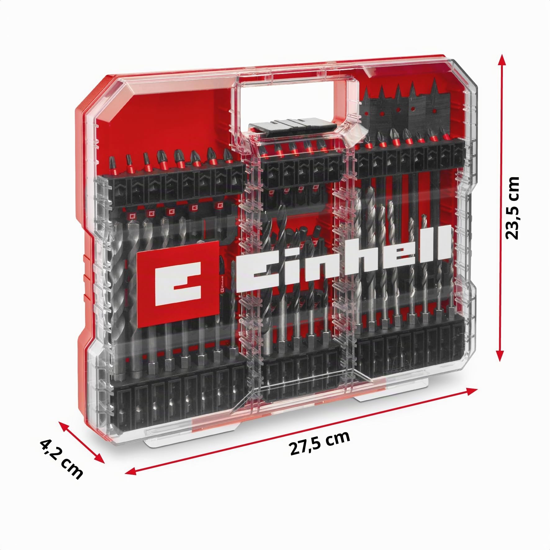 Original Einhell XL-CASE 95-piece impact-resistant bit and drill set (bits, various drill bits, bit holder, socket spanner, countersink, drill stop, pin spanner incl. storage box)