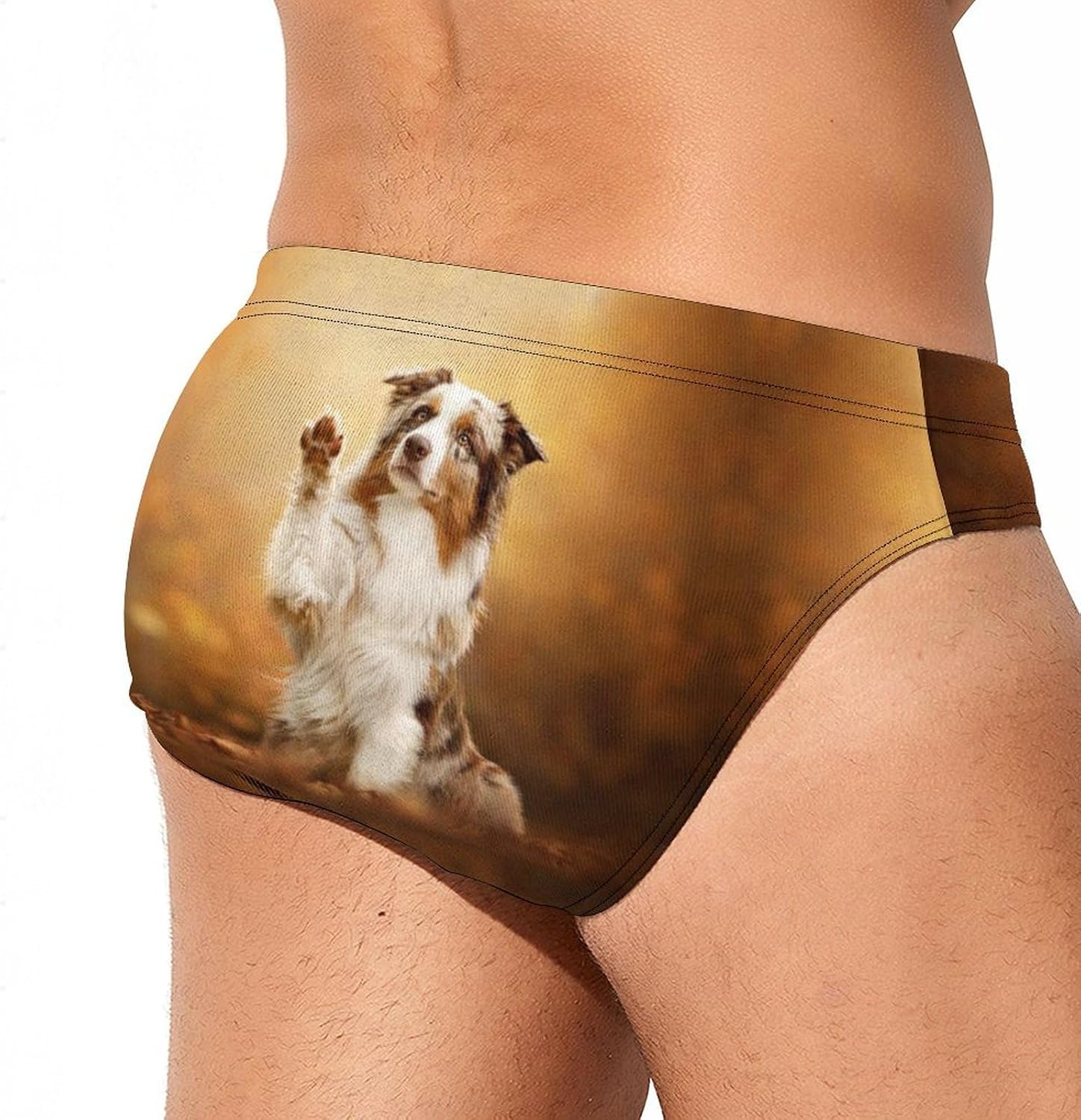 Australian Shepherd Men's Brief Swimsuit Swimming Trunks Swimwear Beach Shorts Boxers M