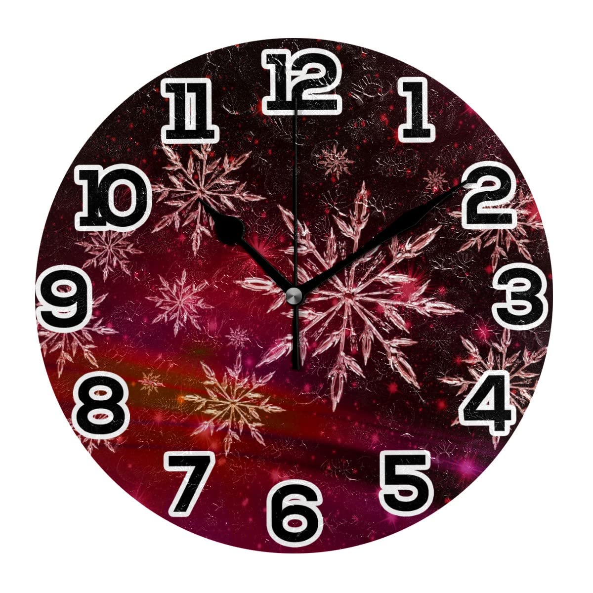 Horloge ronde de Noël sans tic-tac et pendule à piles rouge 25 cm