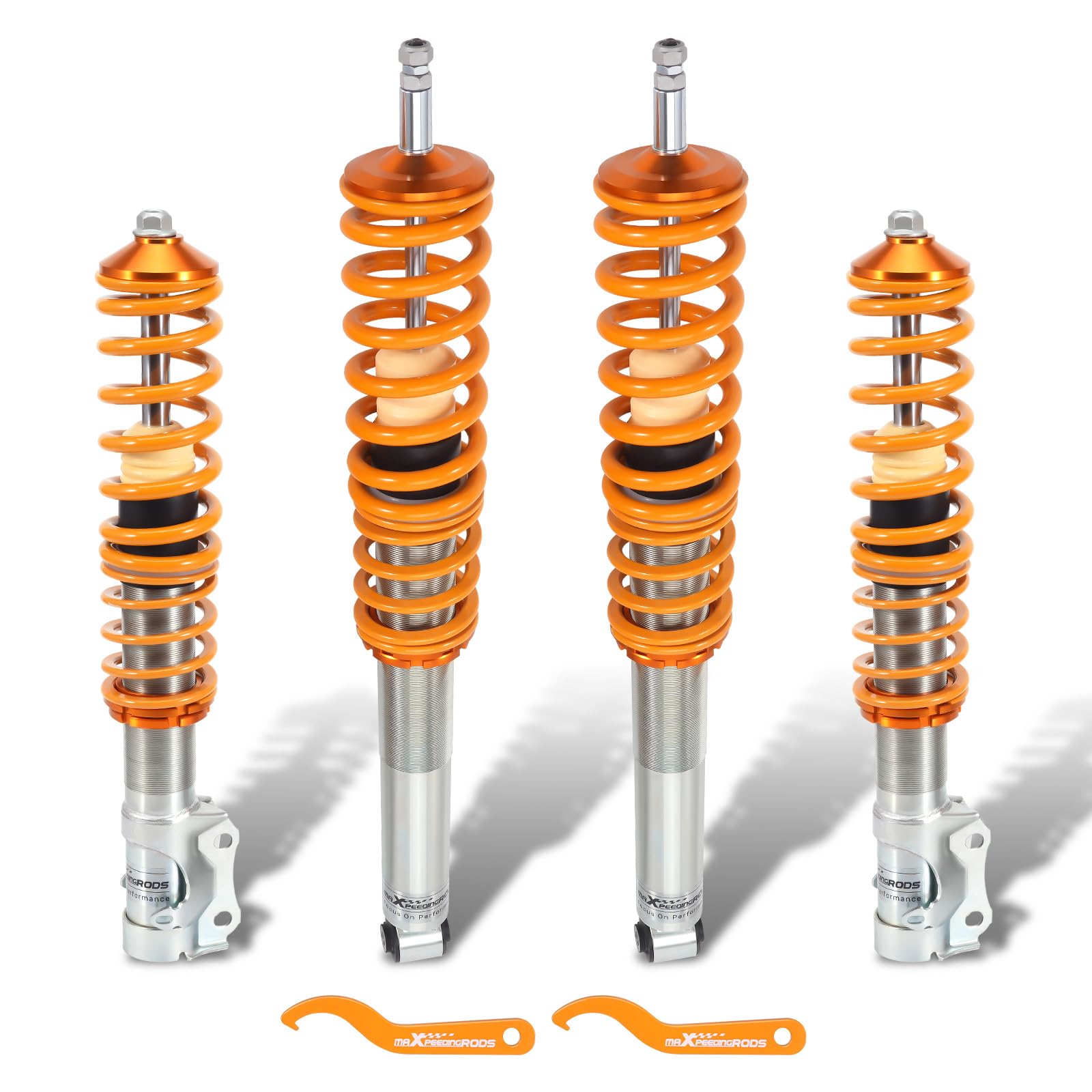 maXpeedingrods 4 Lots de Coilover Combinés Filetés pour VW Corrado Golf MK2 MK3 Jetta II? Kit de Ressorts de Suspension Amortisseurs Hauteur Réglable - Or