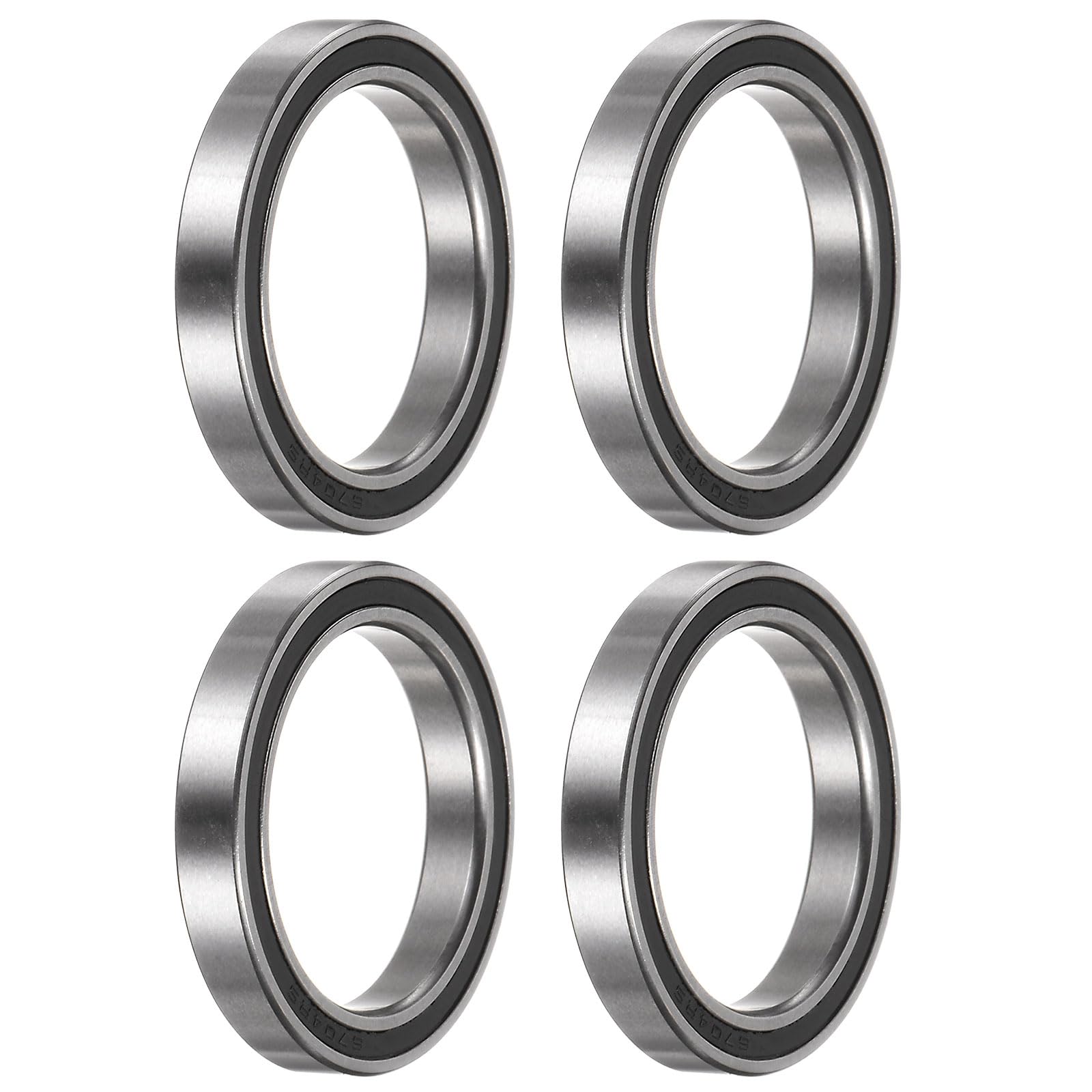 sourcing map 6704-2RS łożyska kulkowe zwykłe, 4 sztuki 20 x 27 x 4 mm Z2 podwójnie gumowane łożyska ze stali chromowanej, czarne