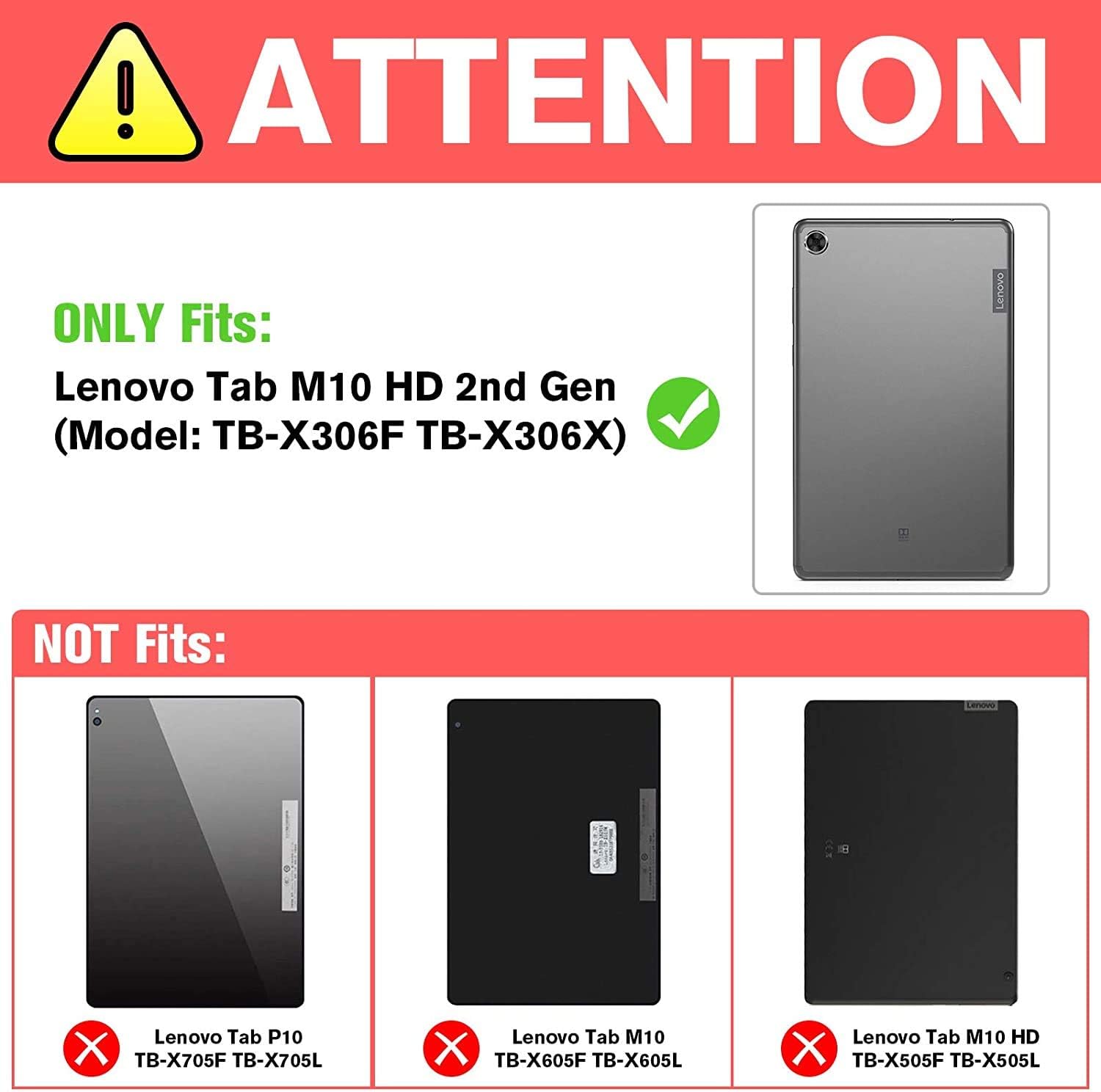 Case for Lenovo Tab M10 HD 2nd Gen 10.1" 2020, Black image 2