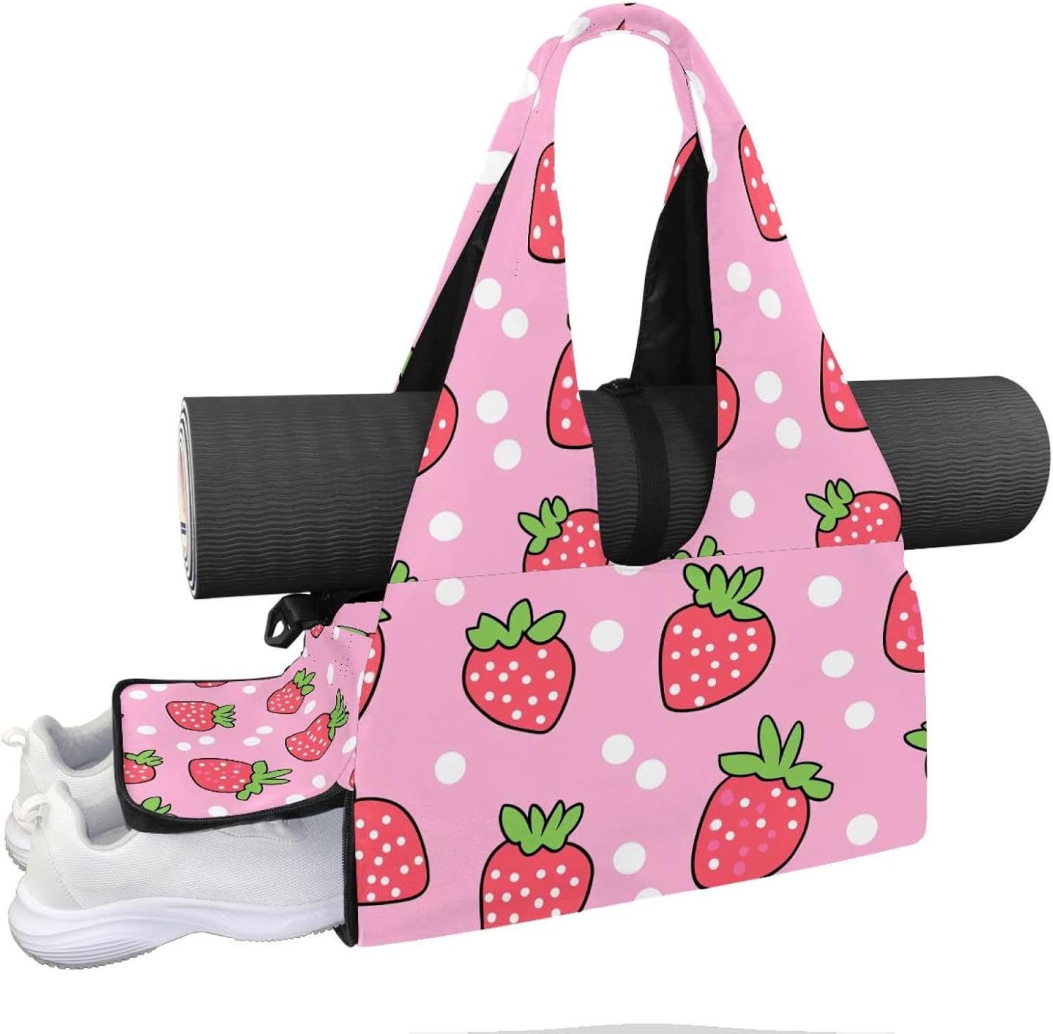 Yoga Mat Bag, Gym Workout Bag with Shoe Compartment, Rustic Daisies Butterfly Pilates Bag for Women, Quick Access Storage Yoga Tote Bag for Sports Travel Office