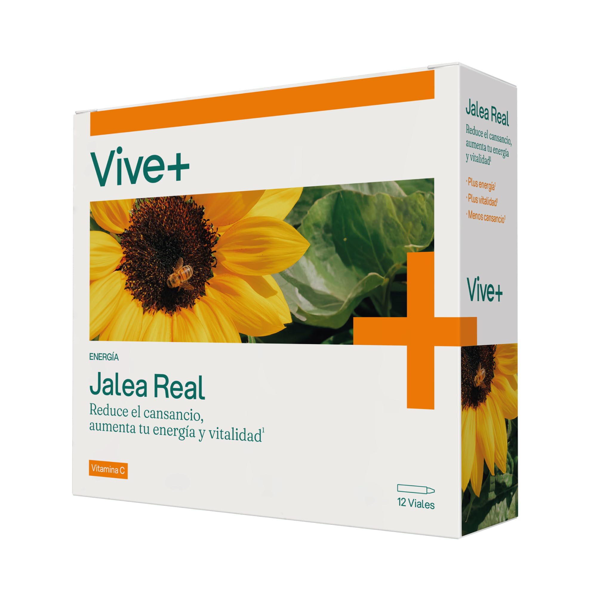 Vive+ Jalea Real – 12 Viales – Suplemento Energético Natural con Vitamina C – Refuerza el Sistema Inmunológico y Reduce el Cansancio – Fórmula Concentrada para Vitalidad y Bienestar