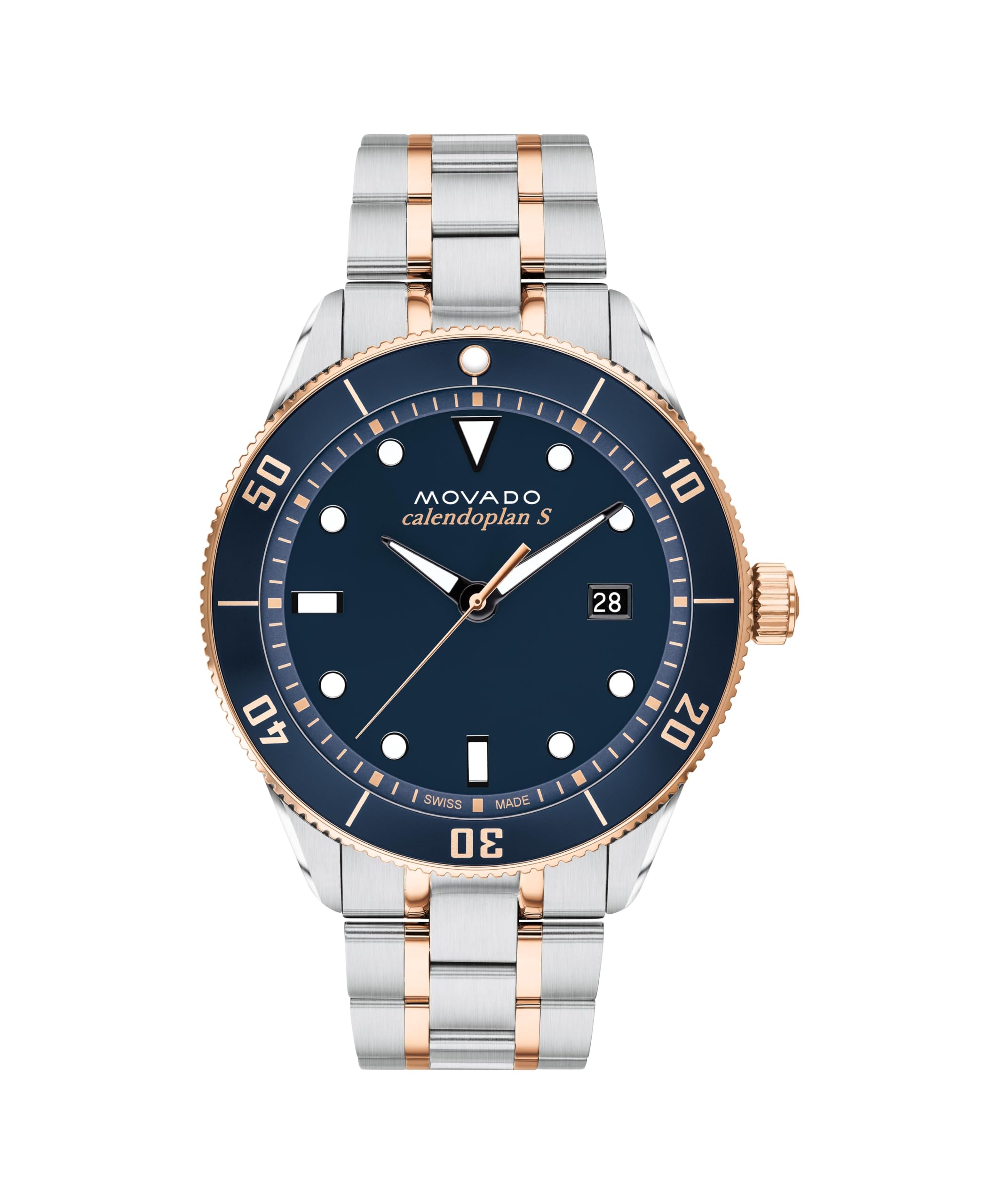 Heritage Series Calendoplan S Men's Watch - Swiss Quartz Movement, Stainless Steel Link Bracelet - 5 ATM Water Resistance - Sport Luxury Fashion Timepiece for Him - 43mm