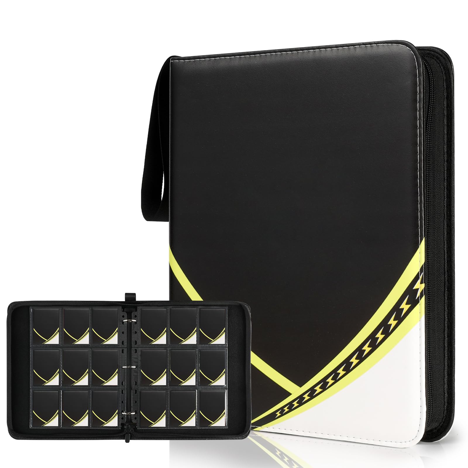 9 Pocket Card Binder for Pokemon Card, 720 Pockets Card Binder Holder with 40 Removable Sleeves, 3-Ring Zip Design Trading Card Albums for MTG/TCG/Sport Collectible Gifts for Boys and Girls (Black)