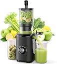 NEWBULIG Cold Press Juicer Machines, Masticating Juicer with High Juice Yield, Reverse Function, Stops Oxidation and Easy to Clean for Vegetables & Fruits, Black