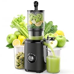 NEWBULIG Cold Press Juicer Machines Masticating Juicer with High Juice Yield Reverse Function Stops Oxidation and Easy to
