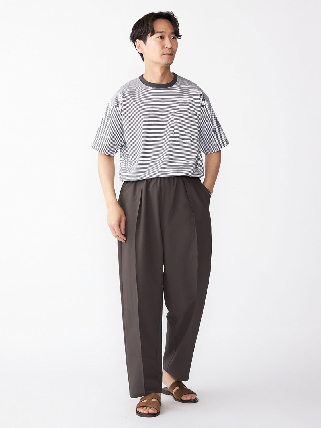 Amazon | [シップス] パンツ COOLMAX シアサッカー ピンタック